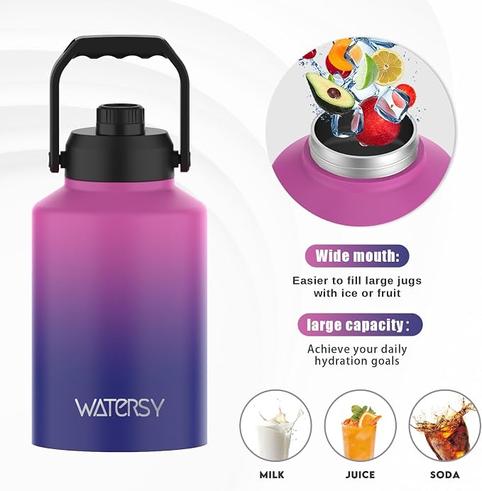 WATERSY Half Gallon Water Bottle Insulated, BPA Free&Leak Proof, 64oz Stainless - Image 5
