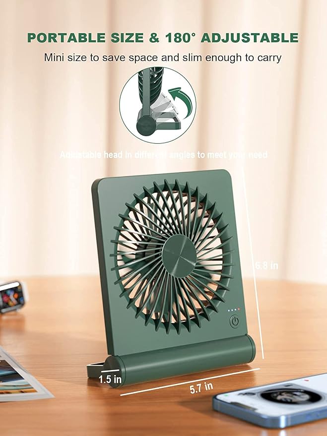 Small Desk Fan, Rechargeable USB Fan Battery Operated, Ultra Quiet, Strong Wind - Image 4