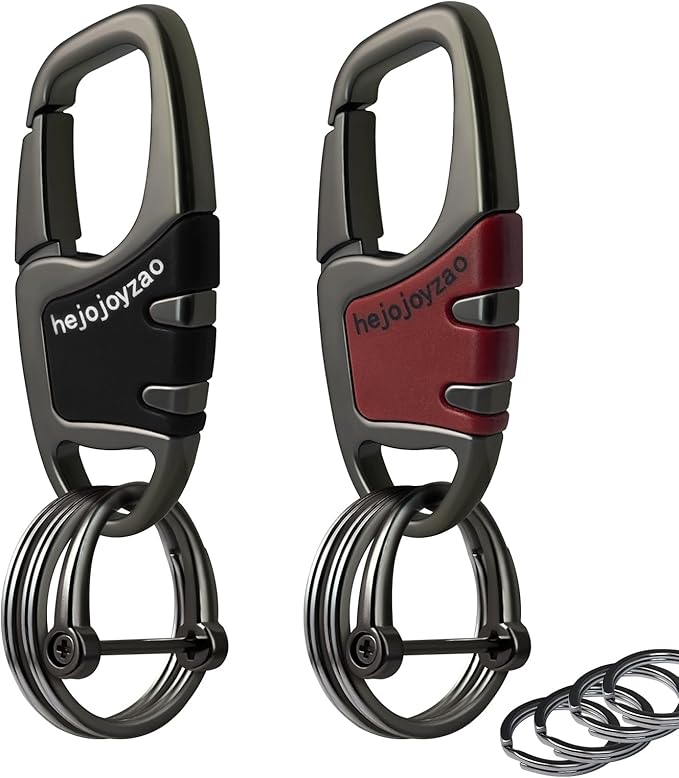 Keychain with Carabiner Clip, 4 Heavy Duty Key Rings and D Ring by Welcomehere%EF%BC%81