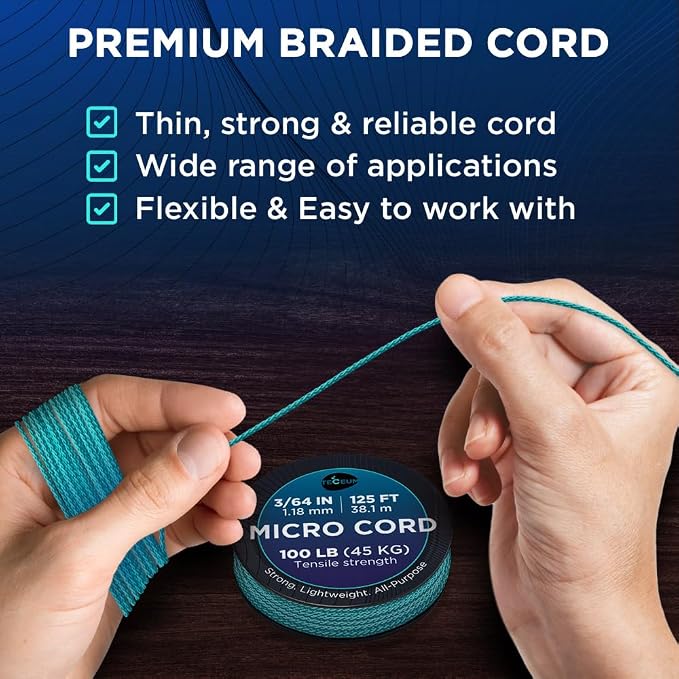 TECEUM Micro Paracord – 1.18 mm X 125 ft – Micro Utility Cord – Thin Braided - Image 3