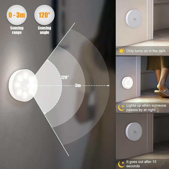 Motion Sensor Light Indoor, Electight Night Light USB Rechargeable, 3 Light - Image 5