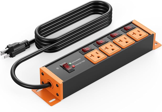 CCCEI Heavy Duty Surge Protector Power Strip 20 Amp Individual Switches. 25FT by CCCEI