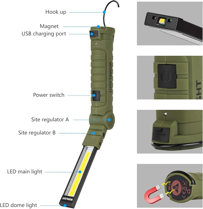 Lmaytech Men Tools for Christmas Birthday Gift 2 Packs LED Rechargeable Work - Image 2