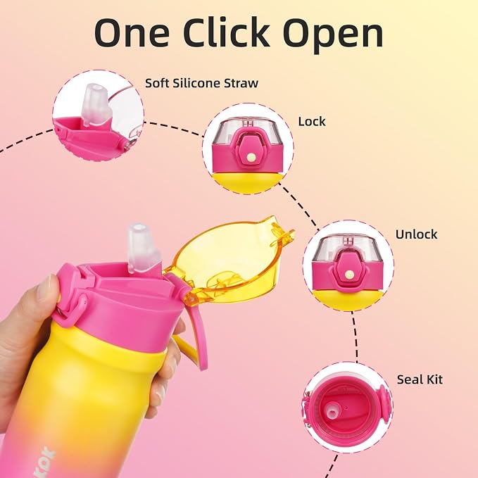 BJPKPK Water Bottle with Straw 14oz Insulated Water Bottles Reusable Stainless - Image 3