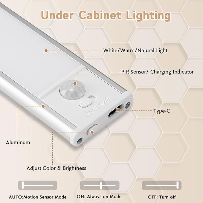 Under Cabinet Lighting Wireless, Dimmable Closet Lights Battery Operated - Image 5