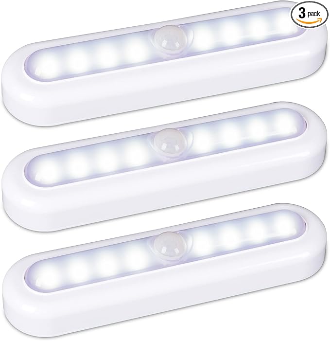 STAR-SPANGLED 3 Pack 7” Motion Sensor Lights Indoor Battery Operated, Stick on by STAR-SPANGLED