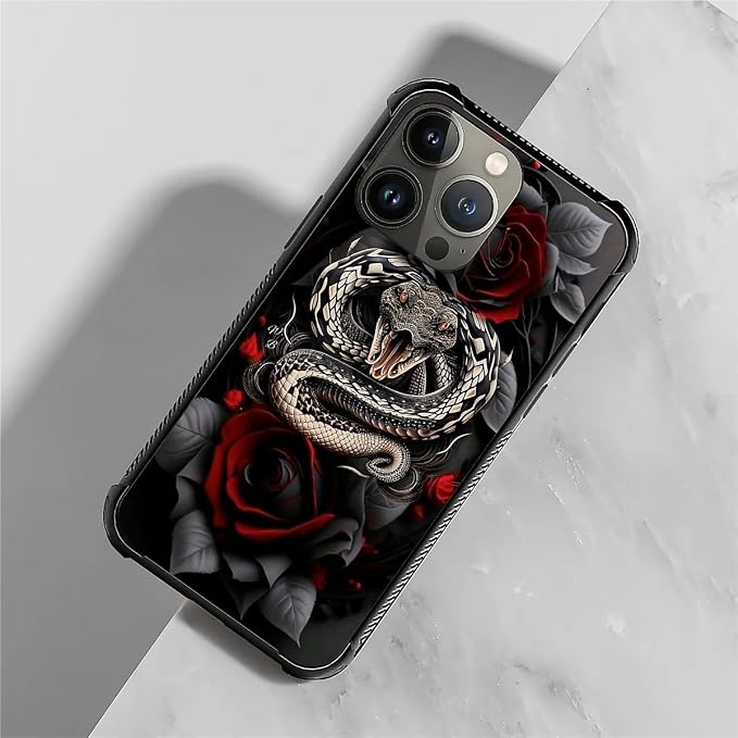 for iPhone 14 Pro Case, Entwined Rose Snake Pattern Graphic Design Girl Boy - Image 7