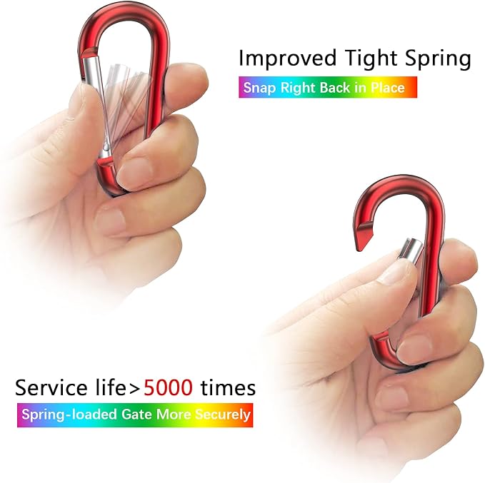 sprookber 3" Aluminum Carabiner D Ring, Caribeener Clips, Spring Snap Hook - Image 3