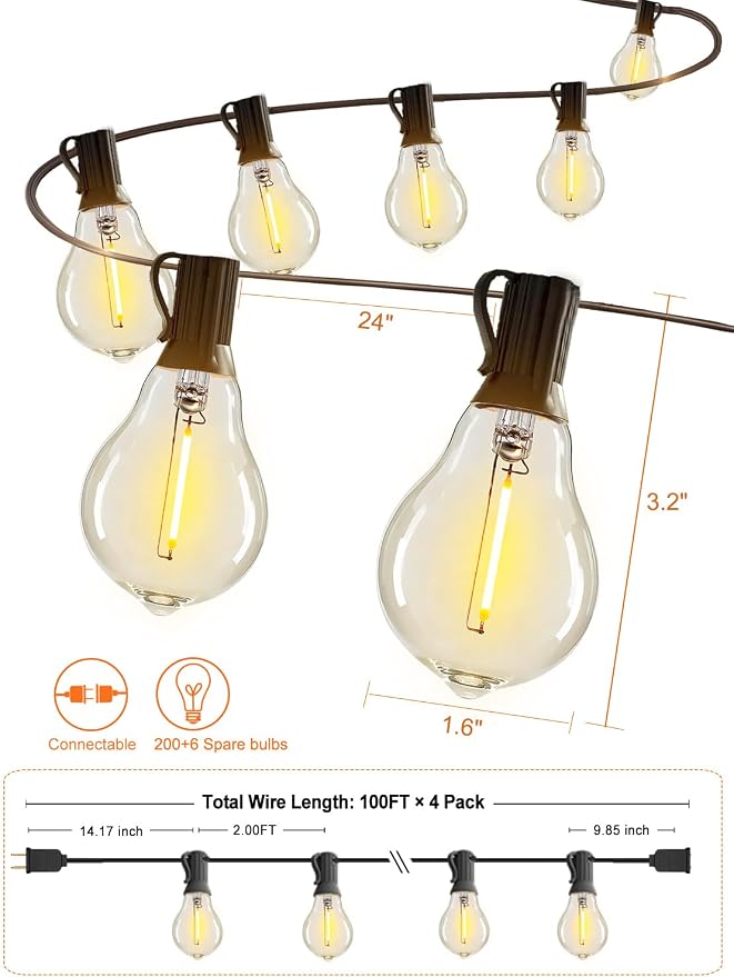 DAMAING Outdoor-String-Lights-Patio-Light-Outside 400FT Waterproof Patio Lights - Image 7