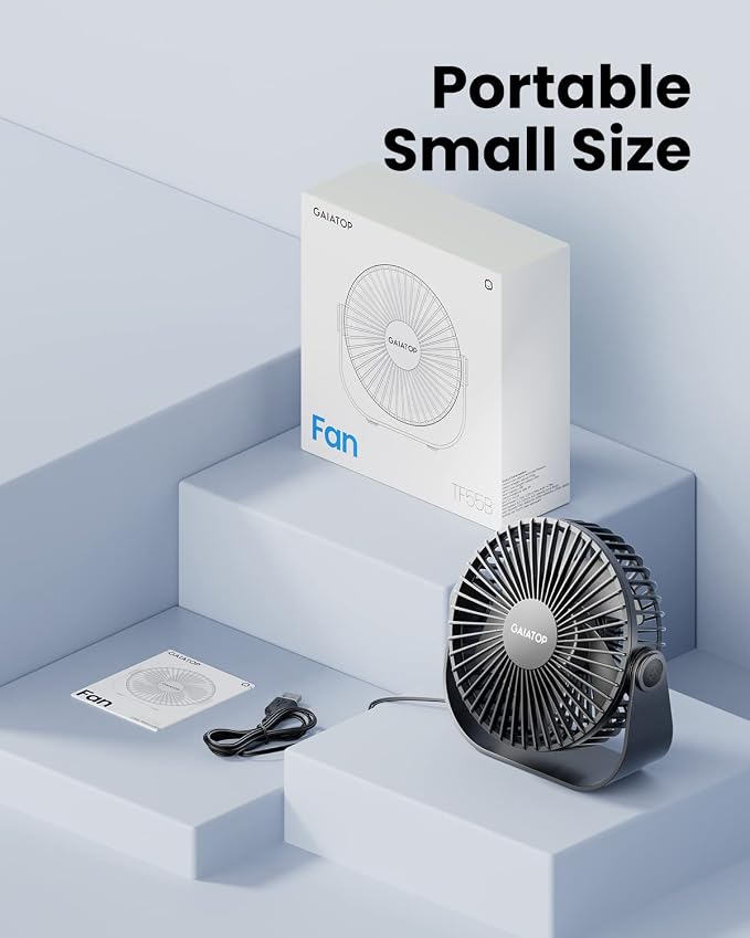 Gaiatop USB Desk Fan, 3 Speeds Strong Airflow, 5.5 Inch Portable 90° Rotate - Image 7