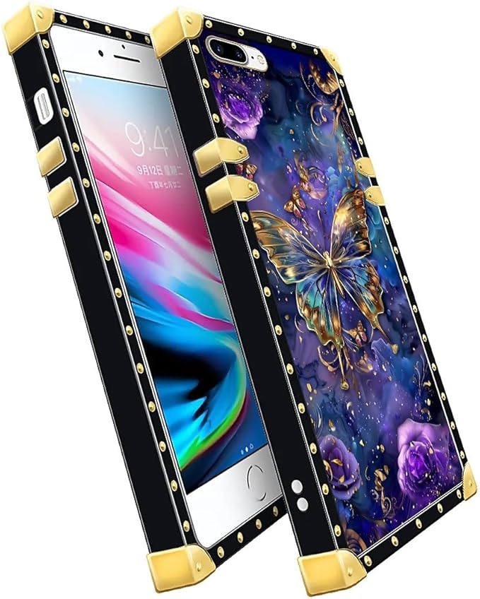 Compatible with iPhone 8 Plus 7 Plus Case, Glistening Golden Butterfly Vibrant - Image 3