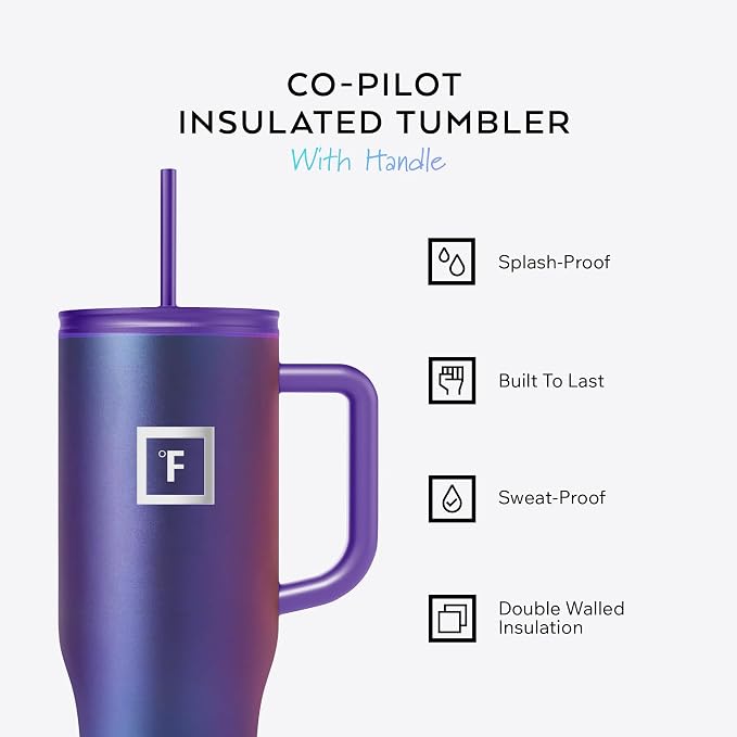 IRON °FLASK Co-Pilot Insulated Mug w/Straw & Flip Cap Lids - Image 2