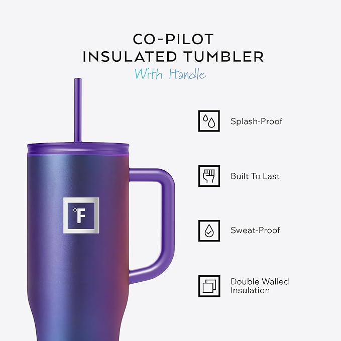 IRON °FLASK Co-Pilot Insulated Mug w/Straw & Flip Cap Lids - Image 2