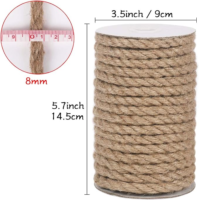 Vivifying Jute Rope, 50 Feet 8mm Natural Heavy Duty Twine - Image 2