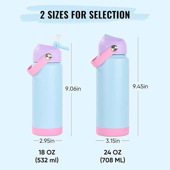 Fijinhom 18oz Insulated Stainless Steel Water Bottle, Wide Mouth Double Wall - Image 2