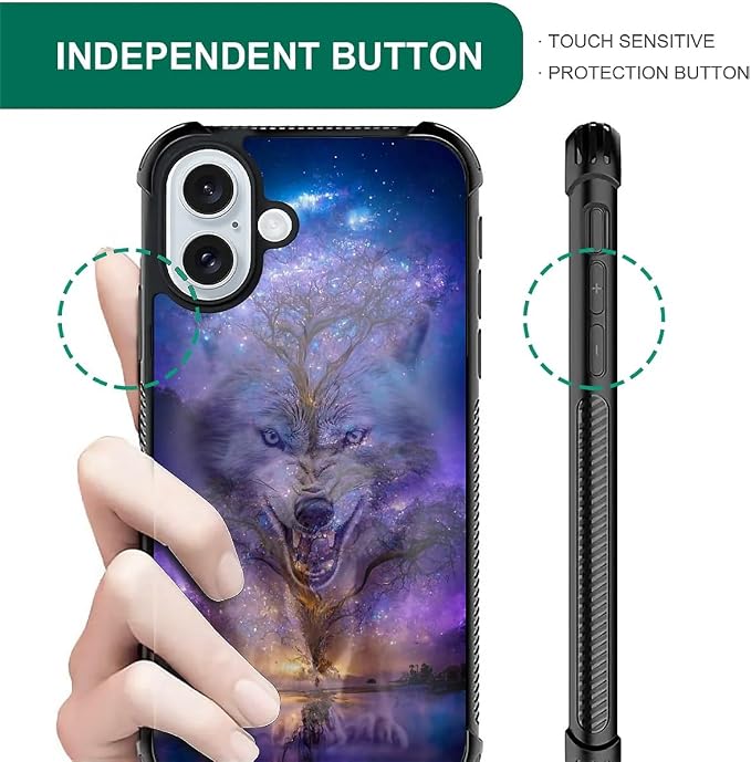 for iPhone 16 Case, Wolves in The Woods Pattern Graphic Design Girl Boy Soft - Image 6
