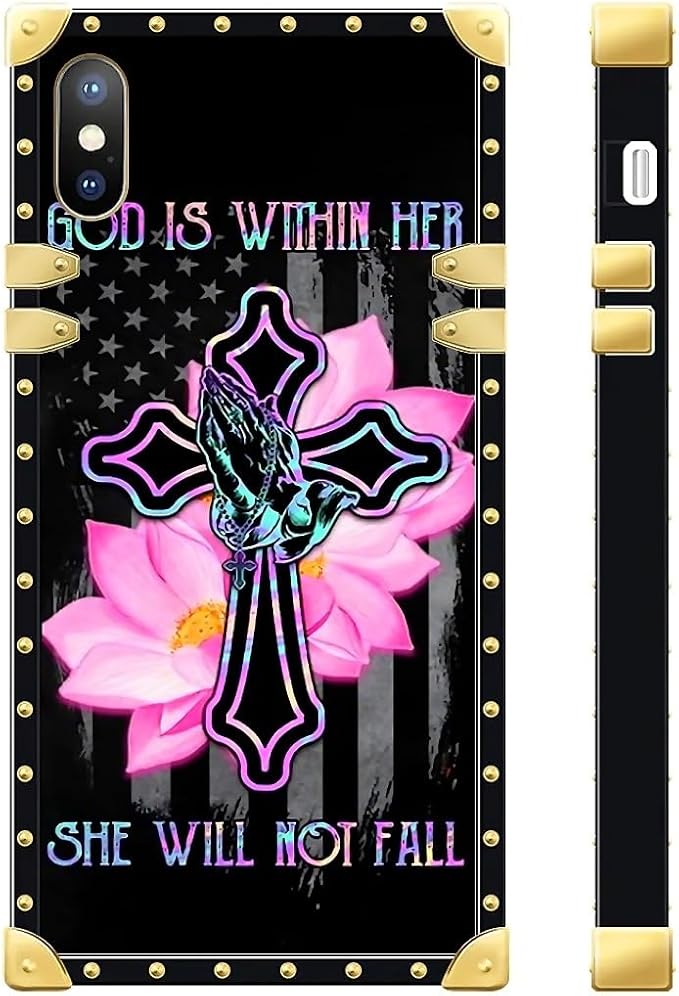 Compatible with iPhone Xs Max Case, Praying Cross Hands Luxury Golden Decoration - Image 3