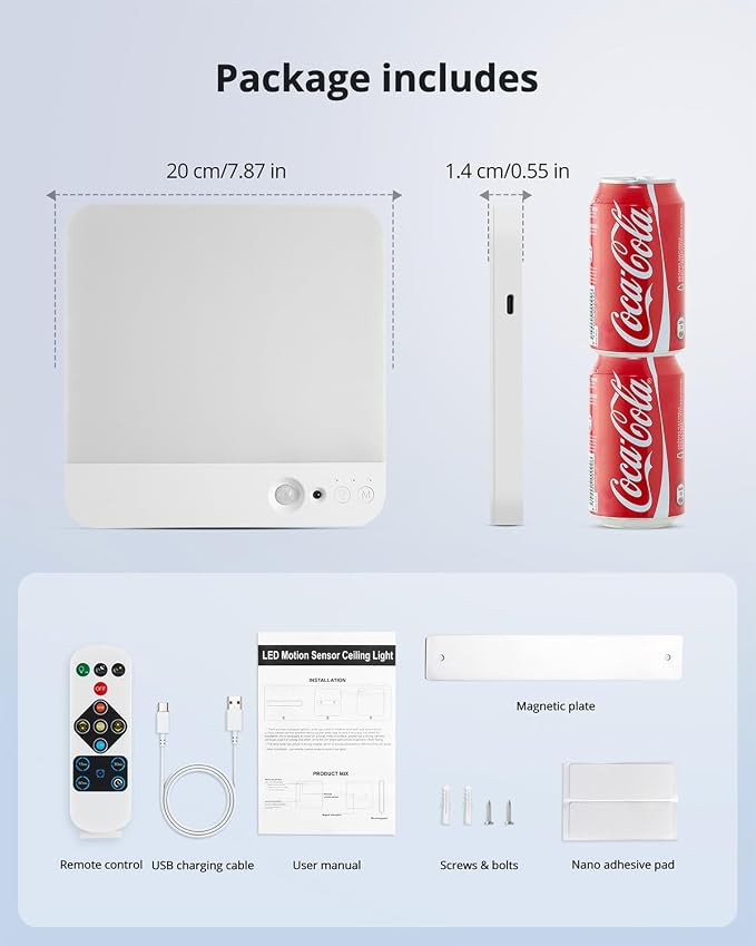 Combuh Battery Operated Ceiling Light, Rechargeable Motion Sensor Lighting - Image 9