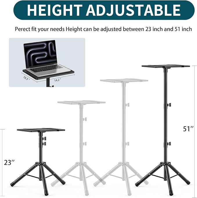 GLEAM Projector Stand Tripod from 23" to 51", Laptop Tripod Stand - Image 2