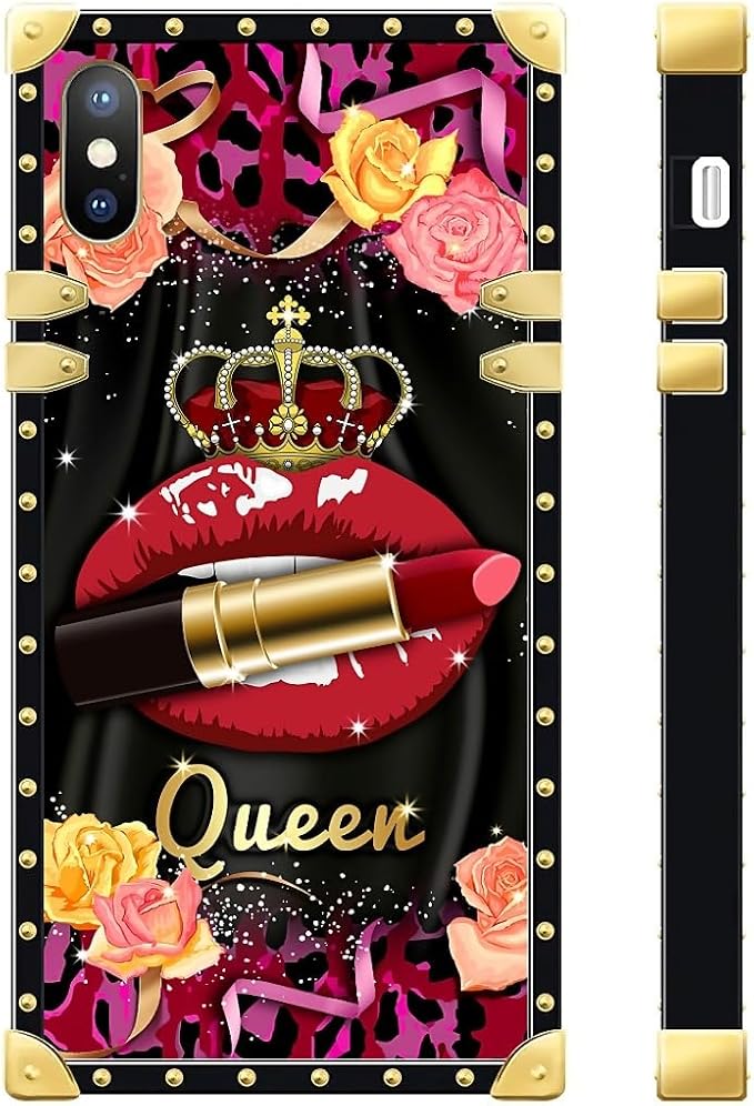 Compatible with iPhone Xs Max Case, Queen Lip Crown Leopard Print Luxury Golden - Image 3