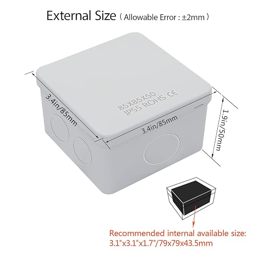 LeMotech Junction Box, Electrical Box IP55 Water Resistant Dustproof ABS - Image 2
