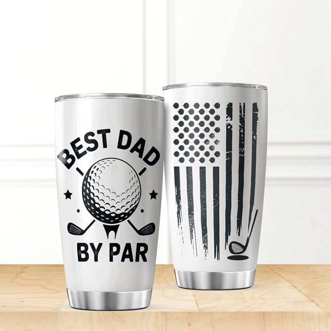 CUBICER Best Dad By Golf Design 20 Oz Tumbler Stainless Steel Gift - Image 2