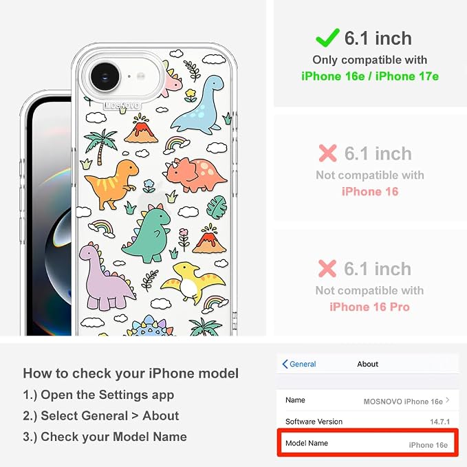 MOSNOVO for iPhone 17e Case/iPhone 16e Case, Shockproof Military-Grade - Image 2