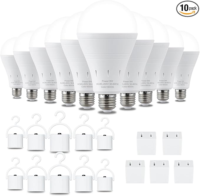 DEBAOBULB 10 Pack Rechargeable Emergency Light Bulbs, Battery Powered LED Light by DEBAOBULB