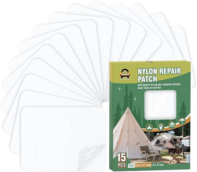 OAZ 15 Pieces 3.5 x 4.7 inch Clear Tent Repair Patches Waterproof Tape by OAZ