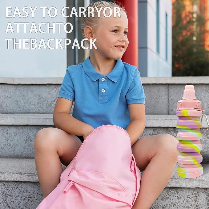 Silicone Collapsible Sports Water Bottles 500ml 16oz, Leak proof Twist Cap BPA - Image 6
