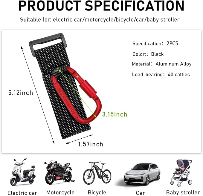 KVAEY 2 Pack Multipurpose Hook for Hanging Helmet, Durable Carabiners, Roll Bar - Image 2