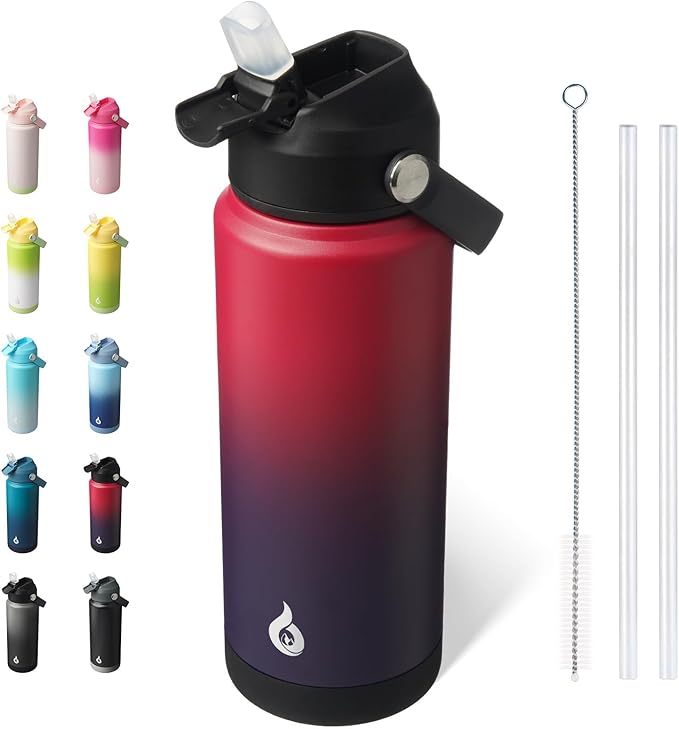 BJPKPK Water Bottle with Straw Lid, 24oz Vacuum Insulated Water Bottles by BJPKPK