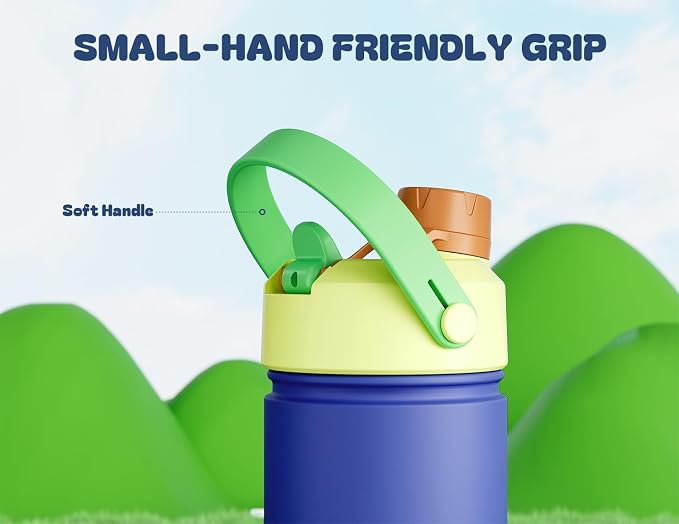 12 oz Kids Insulated Water Bottle: 2-in-1 Straw Spout Lid, Cold 24H, Car - Image 4