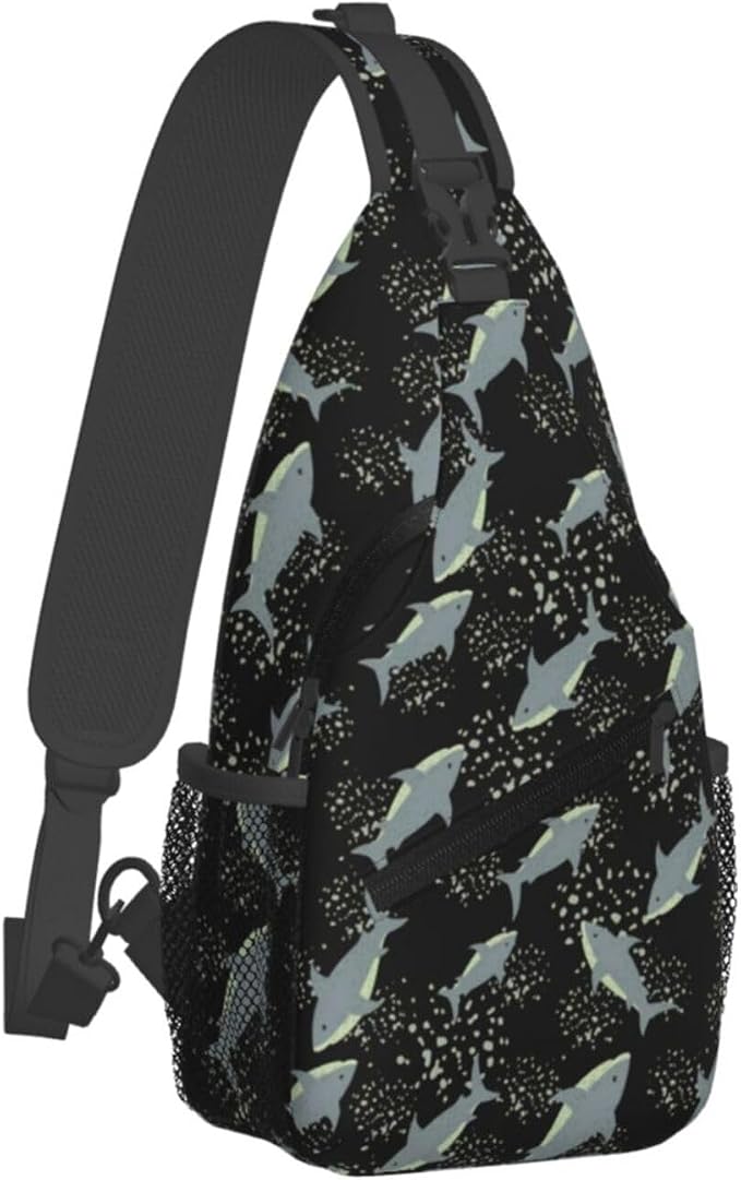 Sea Shark Sling Bag For Women Men Cute Shark Pattern Backpack Crossbody - Image 2
