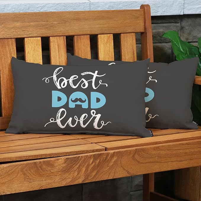 EKOBLA Happy Father's Day Lumbar Pillow Cases Best Dad Ever Mustache Beard - Image 3