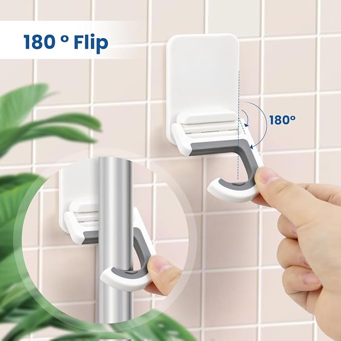 4 Pcs White Broom and Mop Holder Wall Mount Self-Adhesive Anti-Slip Gripper - Image 6