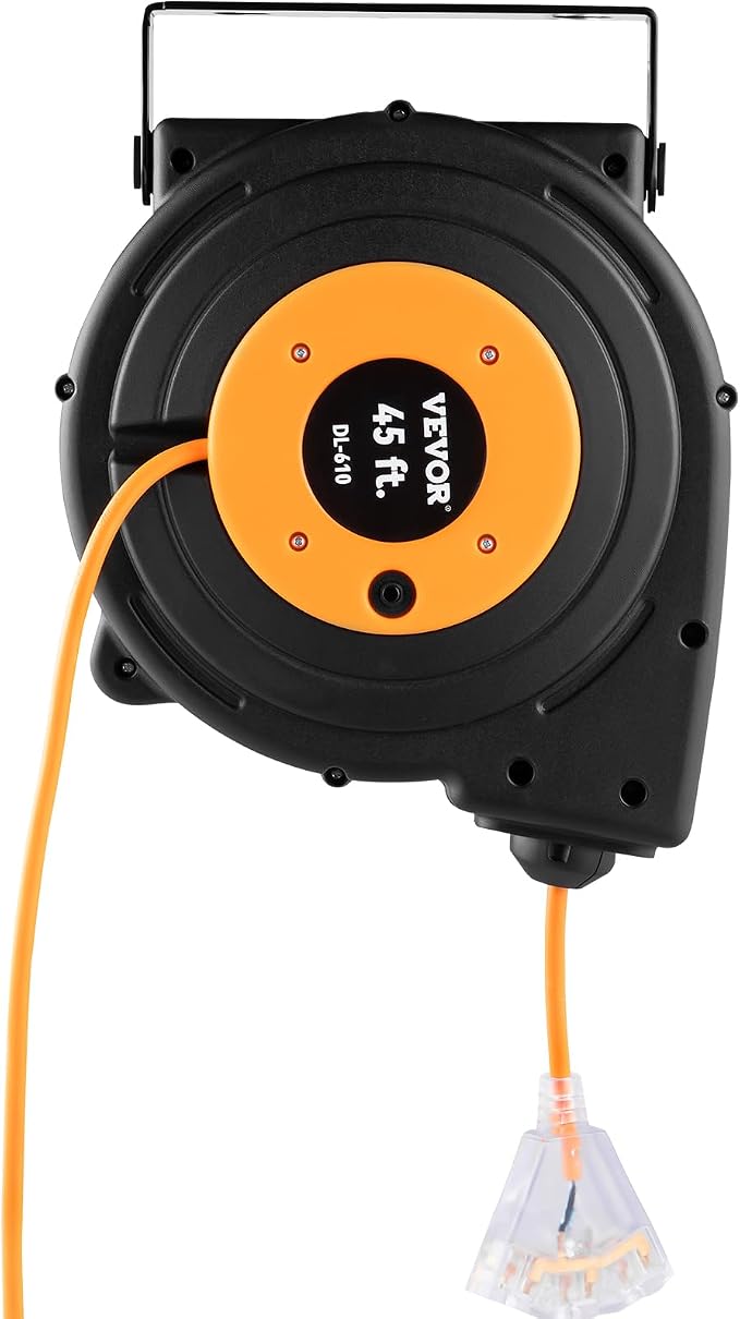 VEVOR Retractable Extension Cord Reel, 50 FT Heavy Duty 14AWG/3C SJTOW Power - Image 12