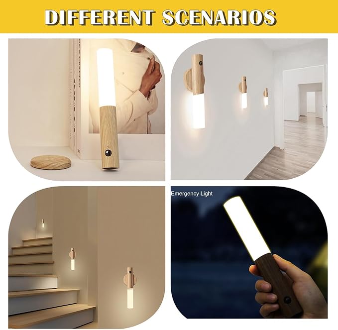 LANDGOO Wooden Motion Sensor Night Lights, Magnet Body Hallway Lamp, - Image 7