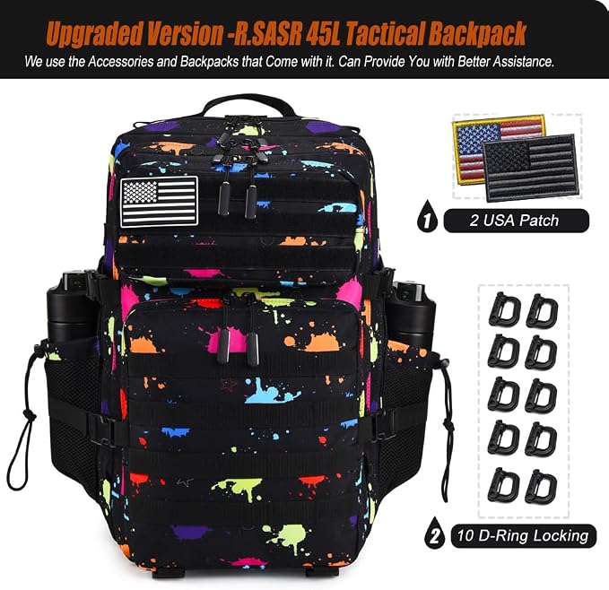 45L Tactical Backpack for Men Women, Military Assault Pack - Image 2