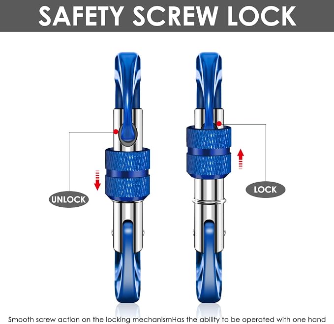 Gabbro Carabiner Clips Heavy Duty 12kN, Wiregate Aluminum Lightweight Caribeener - Image 4
