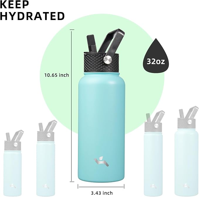 Konokyo 32 oz Insulated Water Bottle Stainless Steel Sport Bottles - Image 5