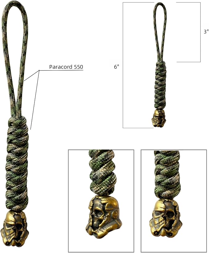 Handmade Lanyards with Brass Beads – Paracord 550 Survival Gear Leash - Image 4