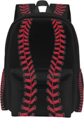 cfpolar 17 Inch Backpack Black Baseball Red Stitches Laptop Bag Shoulder Bag by homedecorations