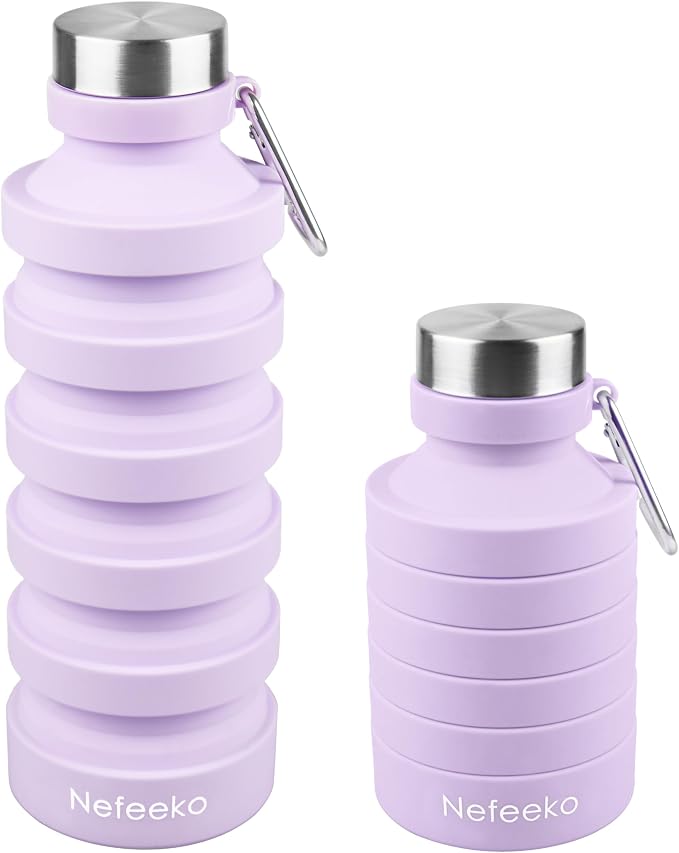 Nefeeko Collapsible Water Bottle, Reuseable BPA Free Silicone Foldable Water by Nefeeko