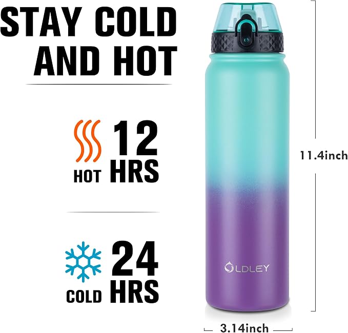 Oldley Insulated 32 oz Stainless Steel Water Bottle - Image 3