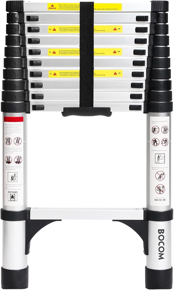 BOCOM 10.5 FT Aluminum Telescoping Ladder, Lightweight Multi-Purpose by BOCOM