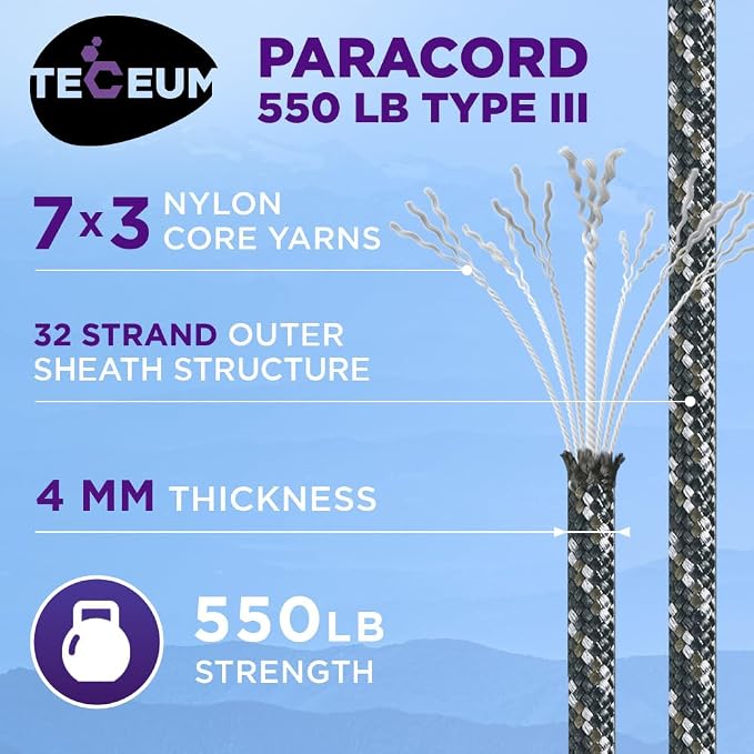 TECEUM Reflective Paracord Rope 1000 – 1000ft/200ft/100ft/50ft – 40+ Colors – - Image 2