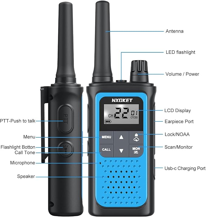 NXGKET Walkie Talkies for Adults Long Rang NOAA Weather Alerts, Rechargeable - Image 7