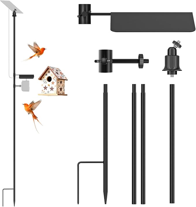 Ground Stake Mount Stand for Outdoor Cameras and Solar Panels, Adjustable by RichBird
