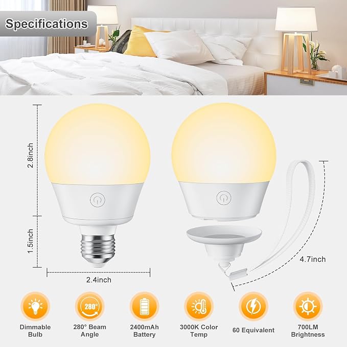 Brightown E26 Rechargeable Light Bulb - Image 7